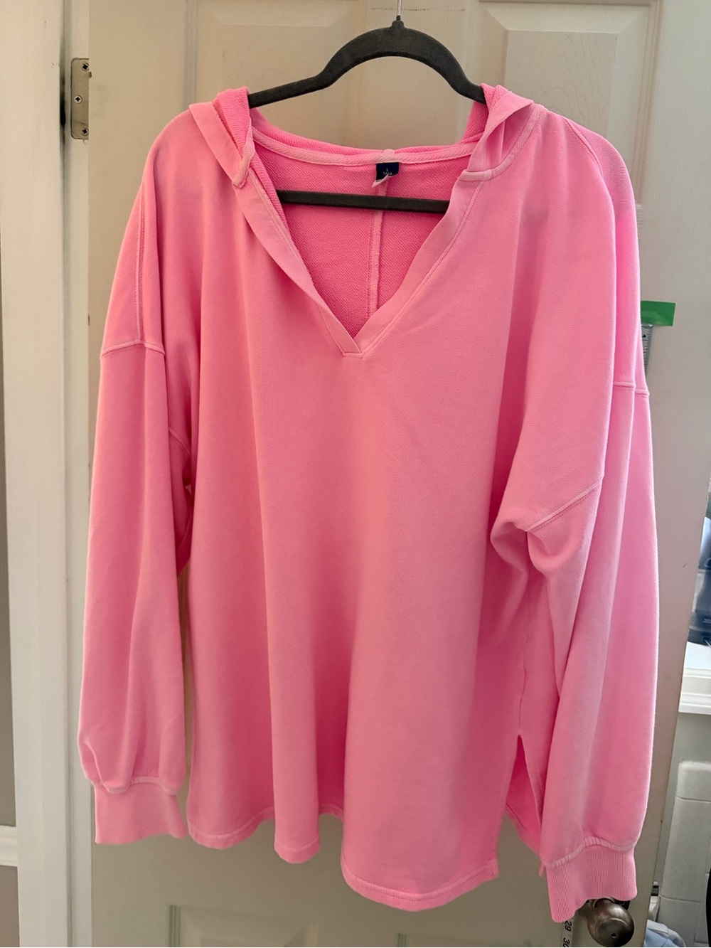 Old Navy Pink V-Neck Hooded Pullover Sweatshirt